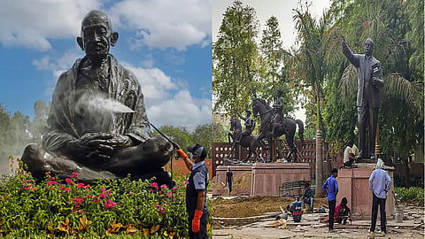 Prominent statures have been relocated within Parliament premises