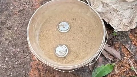 Steel bombs that were found in Kannur, Kerala