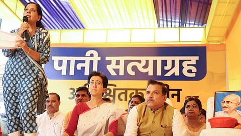 'Jal Satyagrah' by Delhi water minister Atishi (middle)