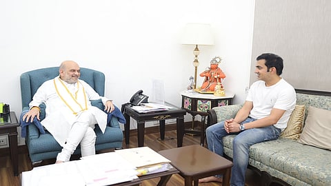 Home Minister Amit Shah and Gautam Gambhir, mentor of IPL champions Kolkata Knight Riders
