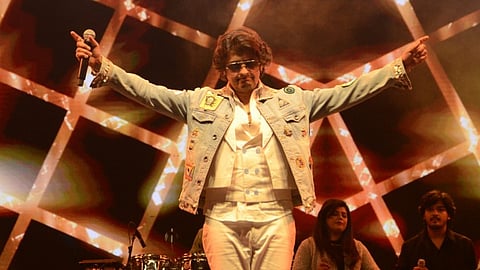 Singer Sonu Nigam performs at a live concert, in Kanpur, Tuesday, March 5, 2024.