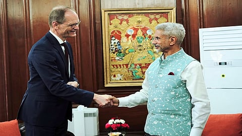 External Affairs Minister S Jaishankar with Germany's state secretary of foreign office Thomas Bagger
