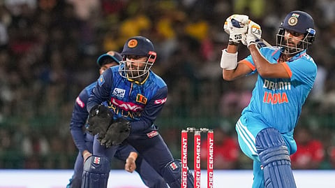India's batter Washington Sundar plays a shot during the third ODI cricket match between India and Sri Lanka, at the R. Premadasa International Cricket Stadium, in Colombo, Wednesday, Aug. 7, 2024.