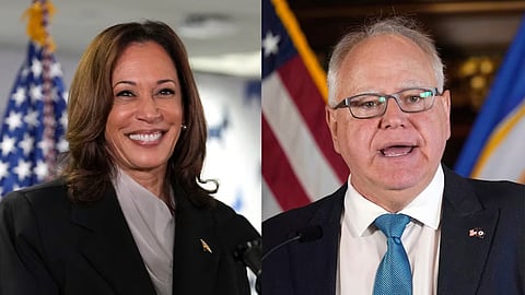 US Vice President and democratic presidential candidate Kamala Harris and her running mate Tim Walz, Governor, Minnesota.