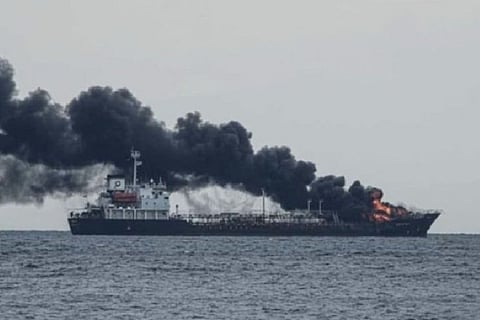 Tanker ship catches fire off Indonesia's Bali island, 5 crew dead, 15 injured