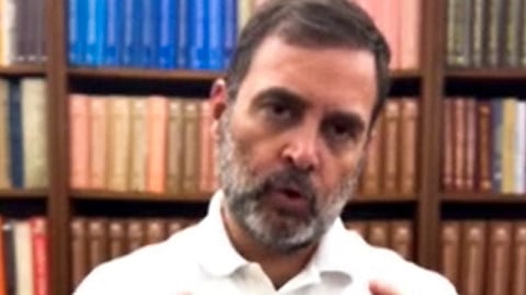 Leader of Opposition in the Lok Sabha Rahul Gandhi speaks via a video message posted on Sunday, Aug. 11, 2024.