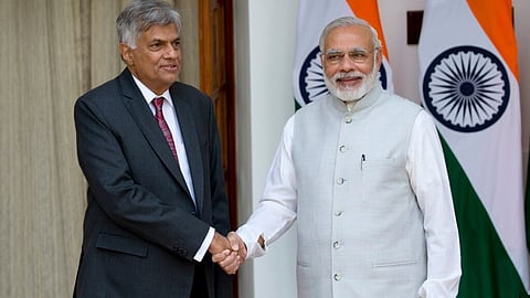 Sri Lankan President Ranil Wickremesinghe with PM Narendra Modi