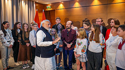 PM Narendra Modi with Ukranian people