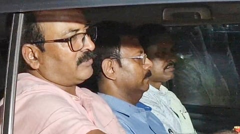 Former principal of RG Kar Medical College and Hospital Sandip Ghosh after he was arrested by CBI in connection with the alleged financial misconduct at the establishment, in Kolkata, Monday, Sept. 2, 2024.