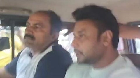 Kannada actor Darshan Thugadeepa being taken to a hospital for medical check up, Bengaluru, Tuesday, June 11, 2024.