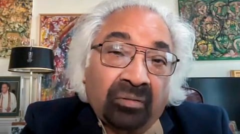 Indian Overseas Congress Chairman Sam Pitroda speaks with the media regarding Leader of Opposition Rahul Gandhi's upcoming visit to United States, on Saturday, Aug. 31, 2024.