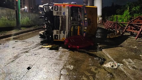 Truck falls off flyover in Thane, traffic hit for 5 hours on Ghodbunder Road