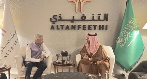 S. Jaishankar with Abdulmajeed Al Smari, Deputy Minister for Protocol Affairs, Saudi Arabia after his arrival in Riyadh.