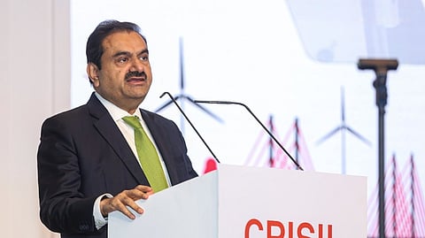 Adani Group Chairperson Gautam Adani addresses the gathering at CRISIL Ratings Annual Infrastructure Summit 2024, in Mumbai.