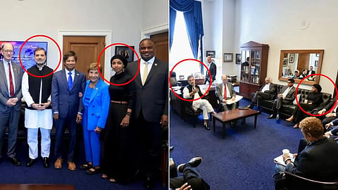 Rahul Gandhi during his meeting with US lawmaker Ilhan Omar and others