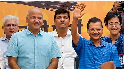Senior AAP leader Manish Sisodia and Delhi CM Arvind Kejriwal