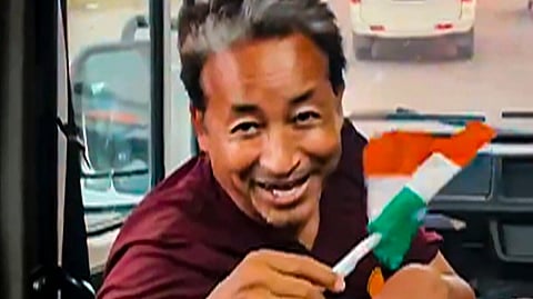 Climate activist Sonam Wangchuk during his 'Delhi Chalo Padyatra', demanding the inclusion of Ladakh in the Sixth Schedule of the Indian Constitution.