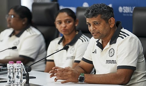 India Women's cricket team head coach Amol Muzumdar along with captain Harmanpreet Kaur