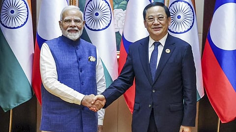 PM Narendra Modi and his Laos counterpart Sonexay Siphandon