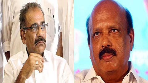 Kerala Forest Minister and NCP leader A K Saseendran (L) and party MLA Thomas K Thomas