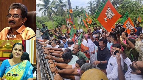 BJP protest demanding the arrest of CPI(M) leader P P Divya