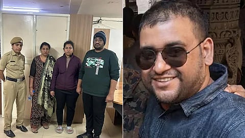 Nisha Singhania, Nikita Singhania, Anuragh Singhania (L) and senior tech executive Atul Subhash (R)