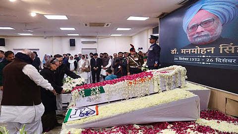The mortal remains of Dr. Manmohan Singh at AICC headquarters