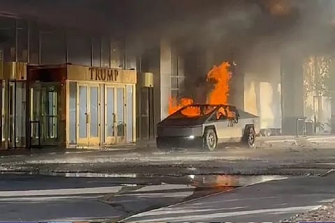 Firework mortars, gas cannisters stuffed inside Tesla that exploded outside Trump's Las Vegas hotel