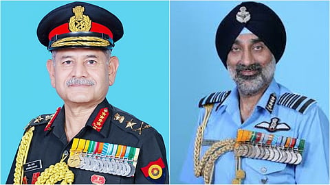 Chief of the Army Staff General Upendra Dwivedi and Air Chief Marshal A P Singh