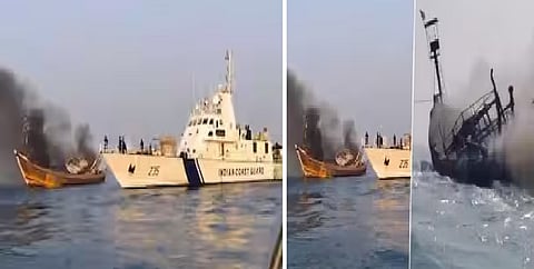 As many as 18 fishermen were rescued in a multi-agency operation carried out after a fire broke out on board their trawler near the coast of Alibag in Maharashtra's Raigad district in the early hours of Friday, police said.