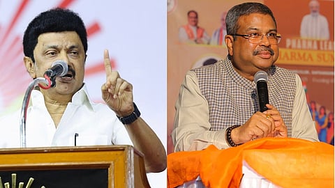 Tamil Nadu CM M K Stalin on Monday strongly hit out at Union Education Minister Dharmendra Pradhan, alleging he spoke with "arrogance"