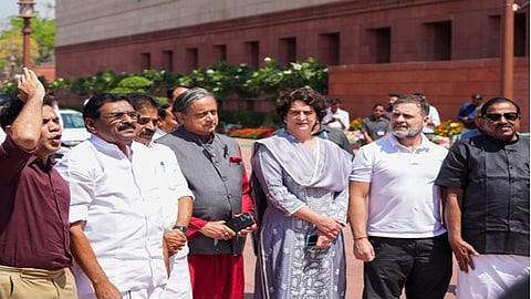 Congress MPs from Kerala along with Rahul Gandhi staged a protest in Parliament premises