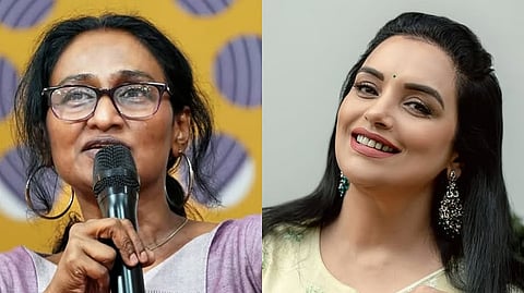 Women actors Shwetha Menon (R) and Kukku Parameswaran were elected as president and general secretary