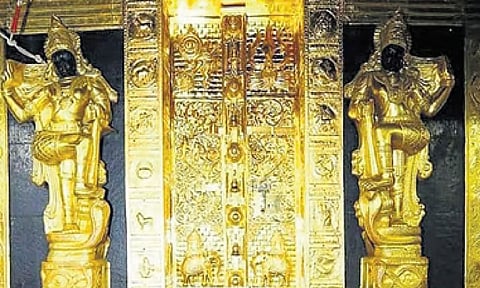 The gold-clad copper plates of the Dwarapalaka (guardian deity) idols