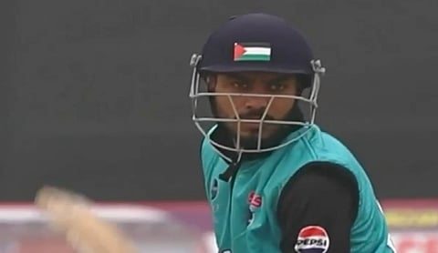 cricketer wore helmet with Palestinian flag in Jammu tournament