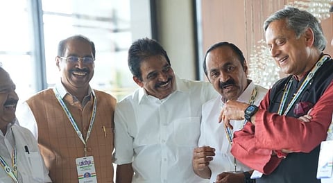 Congress leaders Ramesh Chennithala, Sunny Joseph, K C Venugopal, V D Satheesan, and Shashi Tharoor participated in the Lakhya camp in Wayanad.