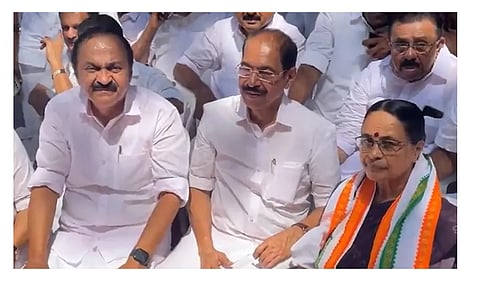 Senior CPI(M) leader Aisha Potty on Tuesday joined the opposition Congress, ending her more than a decade-long association with the Left party.