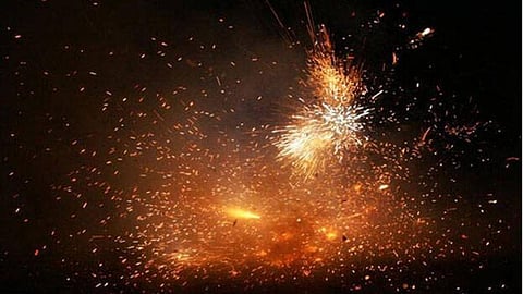Parcel lorry catches fire after crackers in vehicle burst, one injured
