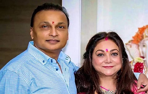 Tina Ambani (R), wife of Reliance Group chairman Anil Ambani (L)