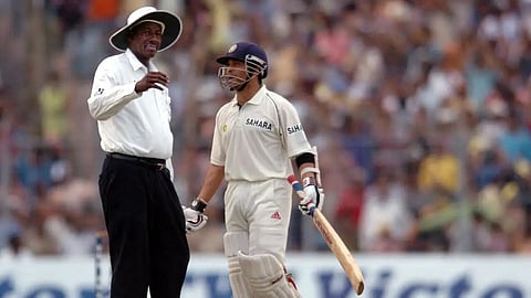 Legendary umpire Steve Bucknor and Indian cricket icon Sachin Tendulkar