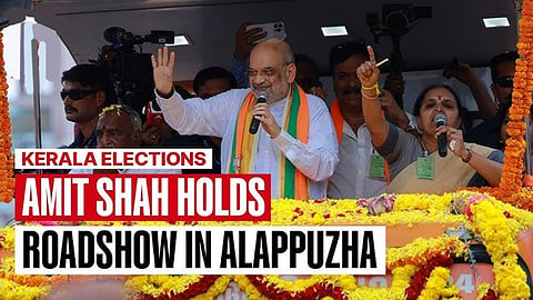 Amit Shah holds roadshow in Kerala's Haripad