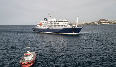 Hantavirus-stricken cruise ship arrives at Tenerife in Spain's Canary Islands