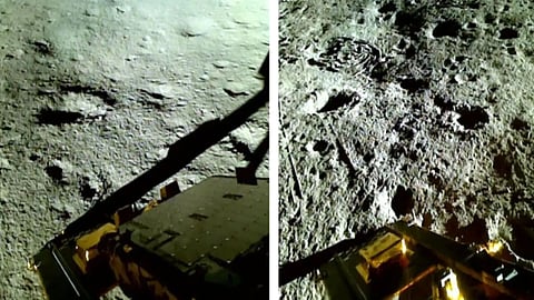 Vikram lander before and after the hop 50 cm away from the Shiv Shakti point