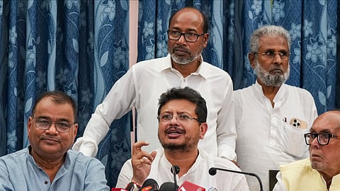 Expelled TMC leader Ritabrata Banerjee, who is backed by dissident MLAs, addresses a press conference, at the West Bengal Legislative Assembly, in Kolkata, West Bengal, Wednesday, June 3, 2026.
