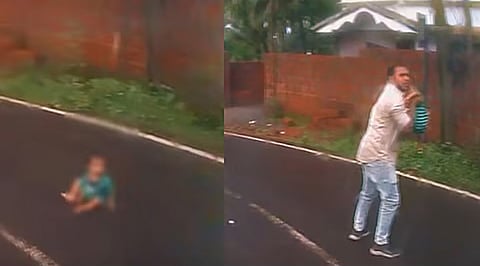 Bus crew rescue toddler crawling on road