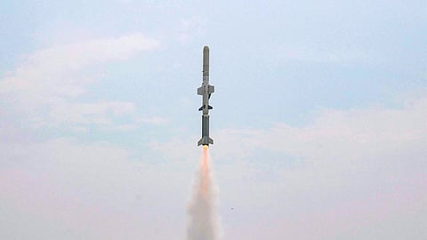 On June 13, 2026, a missile is launched during a flight test conducted by the Defence Research and Development Organisation (DRDO).