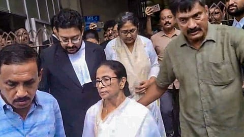 TMC chief Mamata Banerjee exits the Calcutta High Court, in Kolkata, West Bengal, Tuesday, June 16, 2026. Banerjee filed an election petition, challenging the poll result in the Bhabanipur assembly seat she lost to West Bengal CM Suvendu Adhikari.