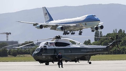 Trump takes final ride on old Air Force One plane