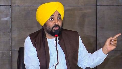 Punjab Chief Minister Bhagwant Mann addresses a press conference, in Mohali, Punjab, Thursday, June 25, 2026.