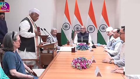 Congress chief Kharge takes oath as Rajya Sabha member